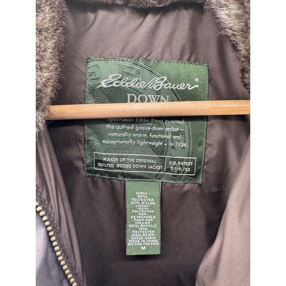 Eddie Bauer Goose‎ Down Puffer Vest Womens M Brown Quilted Outdoor Hiking Zip - Picture 7 of 10